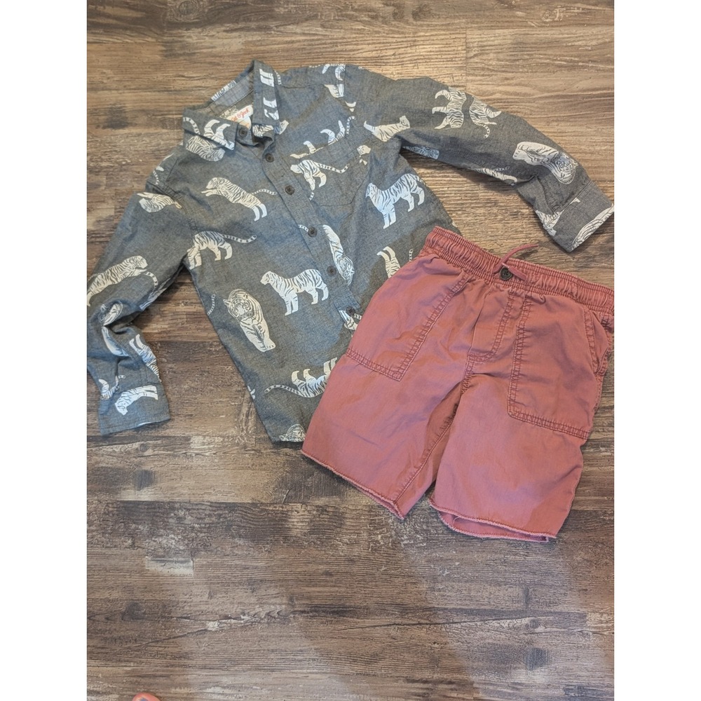 Cat & Jack Tiger Shirt and OshKosh B'gosh Shorts - Picture 1 of 4